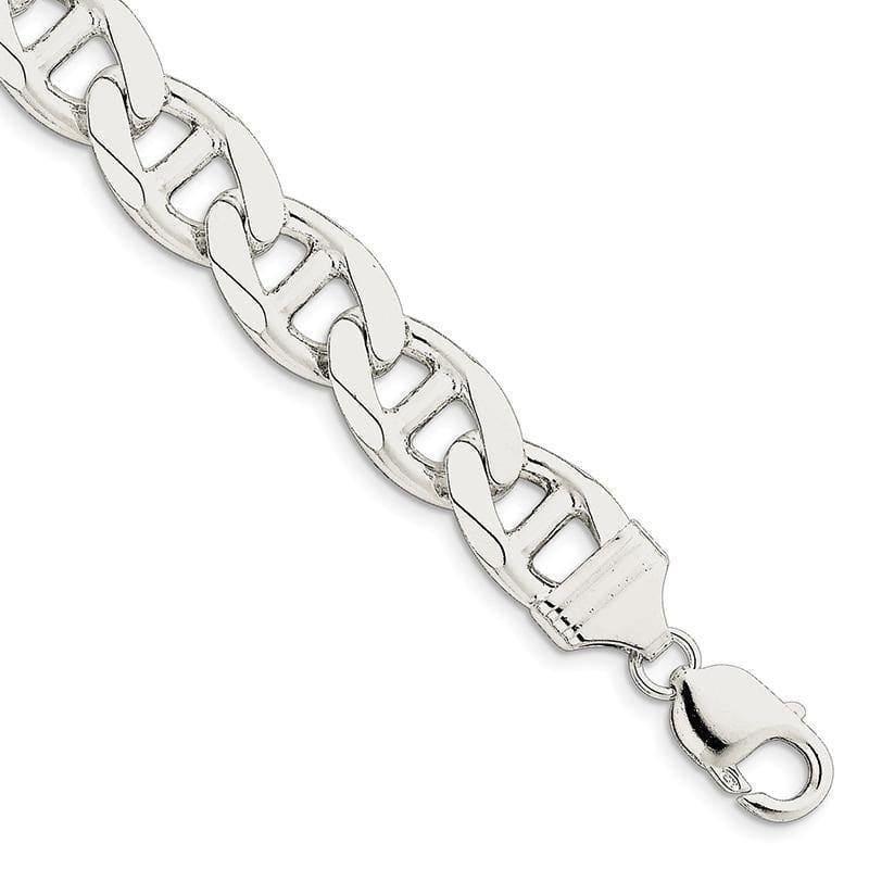 Sterling Silver 13.5mm Flat Anchor Bracelet - Seattle Gold Grillz