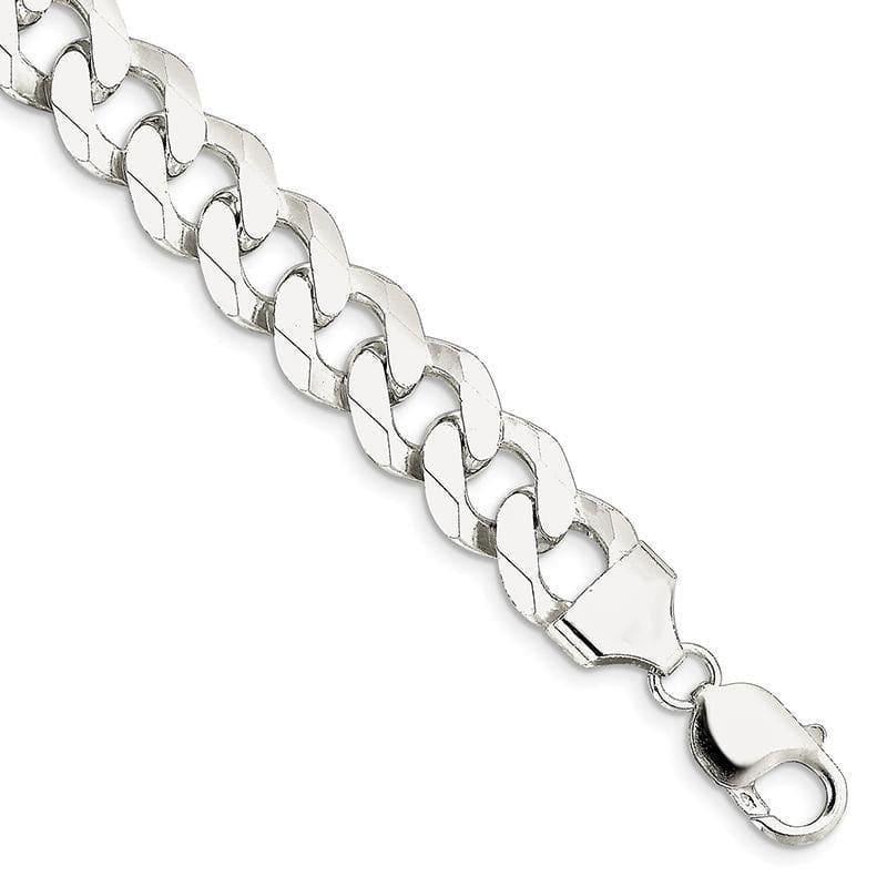 Sterling Silver 13mm Beveled Curb Bracelet - Seattle Gold Grillz