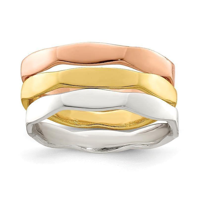 Sterling Silver 14K Gold & Rose Gold Vermeil 3-piece Ring Set - Seattle Gold Grillz