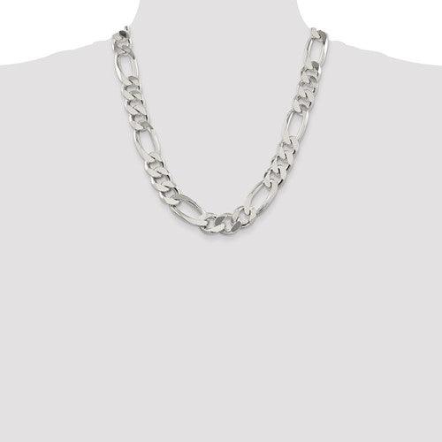 Sterling Silver 15mm Figaro Chain - Seattle Gold Grillz
