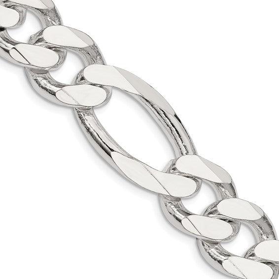 Sterling Silver 15mm Figaro Chain - Seattle Gold Grillz