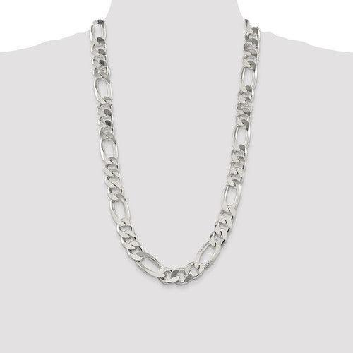Sterling Silver 15mm Figaro Chain - Seattle Gold Grillz