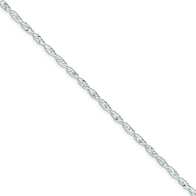 Sterling Silver 2mm Singapore w- 1in ext. Chain Anklet - Seattle Gold Grillz