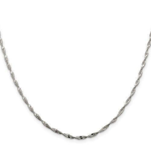 Sterling Silver 2mm Twisted Herringbone Chain - Seattle Gold Grillz