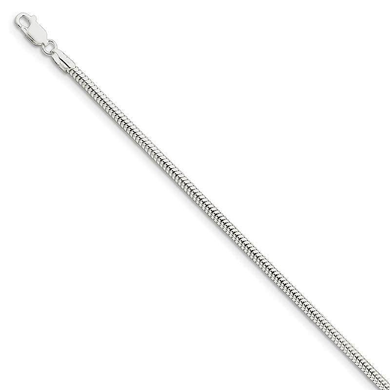 Sterling Silver 3.00mm Round Snake Bracelet - Seattle Gold Grillz