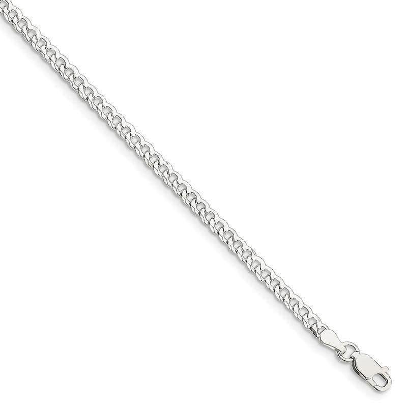 Sterling Silver 3.2mm Beveled Curb Bracelet - Seattle Gold Grillz