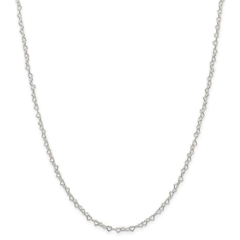 Sterling Silver 3.5mm Fancy Heart Link Necklace - Seattle Gold Grillz