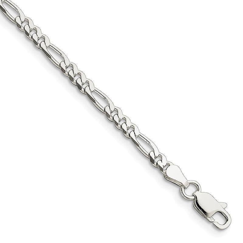 Sterling Silver 3.5mm Figaro Bracelet - Seattle Gold Grillz