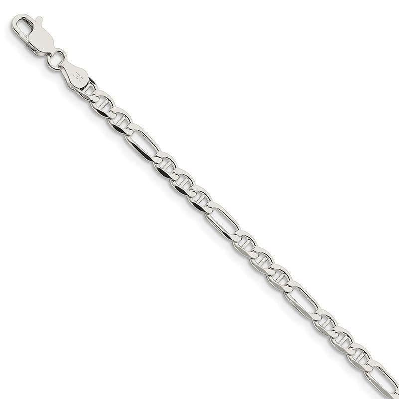Sterling Silver 3.75mm Figaro Anchor Bracelet - Seattle Gold Grillz