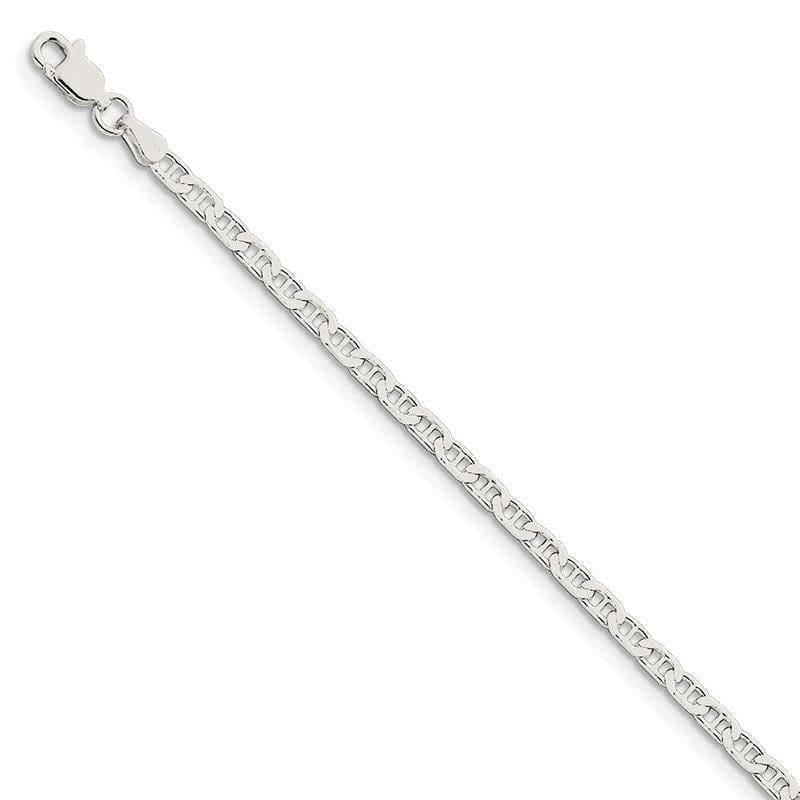 Sterling Silver 3mm Flat Anchor Bracelet - Seattle Gold Grillz