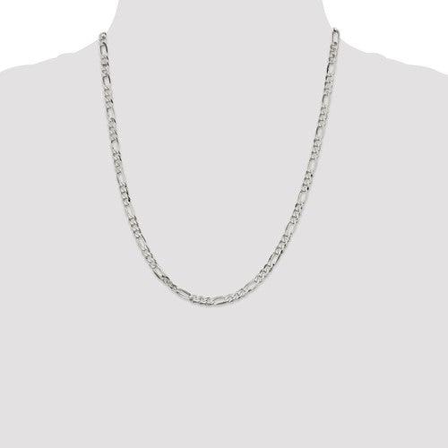 Sterling Silver 4.5mm Polished Flat Figaro Chain - Seattle Gold Grillz