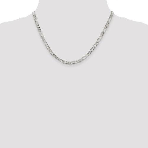 Sterling Silver 4.5mm Polished Flat Figaro Chain - Seattle Gold Grillz
