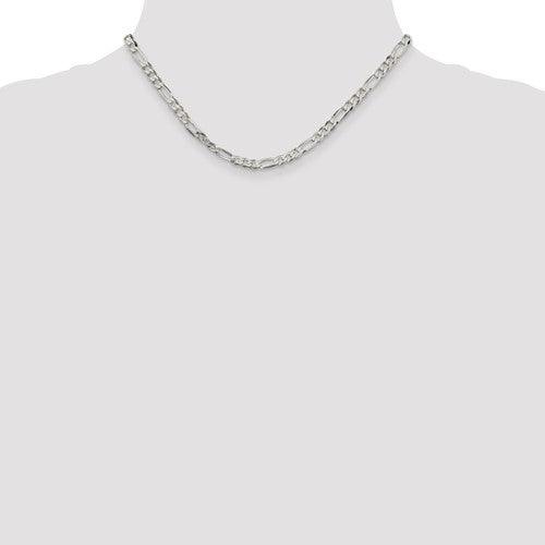 Sterling Silver 4.5mm Polished Flat Figaro Chain - Seattle Gold Grillz