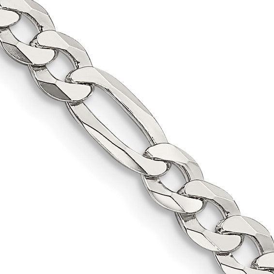 Sterling Silver 4.5mm Polished Flat Figaro Chain - Seattle Gold Grillz