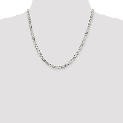 Sterling Silver 4.5mm Polished Flat Figaro Chain - Seattle Gold Grillz