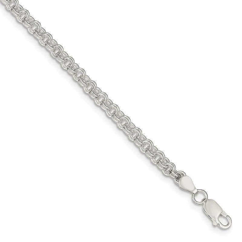 Sterling Silver 4mm Double Link Charm Bracelet - Seattle Gold Grillz
