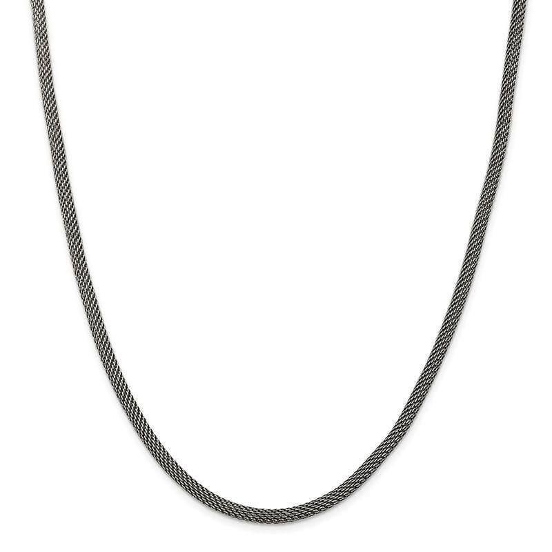 Sterling Silver 4mm Fancy Antiqued Mesh Necklace - Seattle Gold Grillz