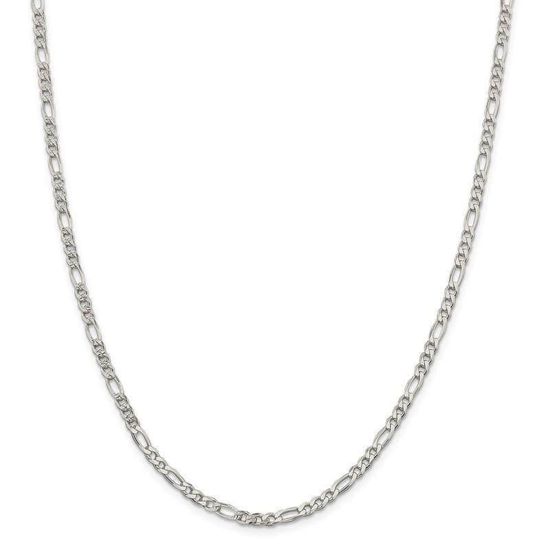 Sterling Silver 4mm Pavâ Flat Figaro Chain - Seattle Gold Grillz