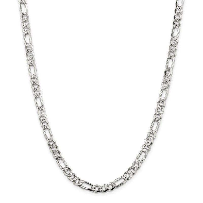 Sterling Silver 5.5mm Pavâ Flat Figaro Chain - Seattle Gold Grillz