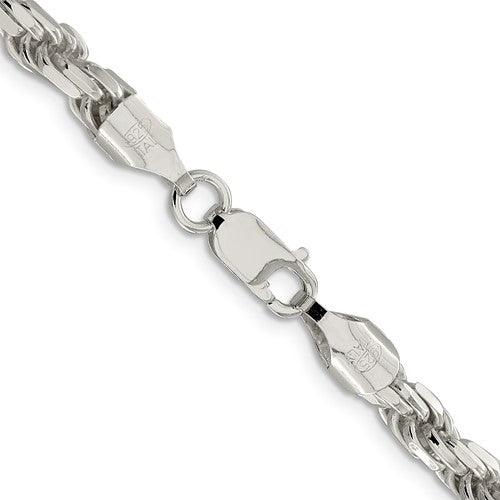 Sterling Silver 5.75mm Diamond-cut Rope Chain - Seattle Gold Grillz