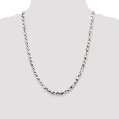 Sterling Silver 5.75mm Diamond-cut Rope Chain - Seattle Gold Grillz
