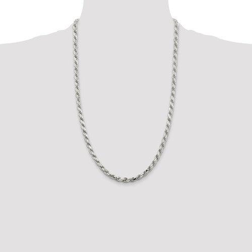 Sterling Silver 5.75mm Diamond-cut Rope Chain - Seattle Gold Grillz