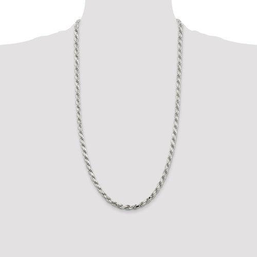 Sterling Silver 5.75mm Diamond-cut Rope Chain - Seattle Gold Grillz