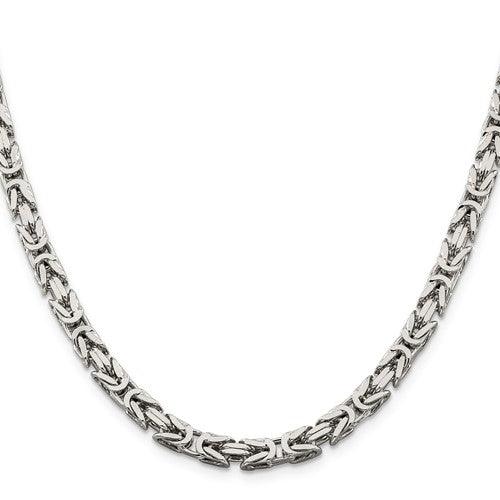 Sterling Silver 5mm Square Byzantine Chain - Seattle Gold Grillz