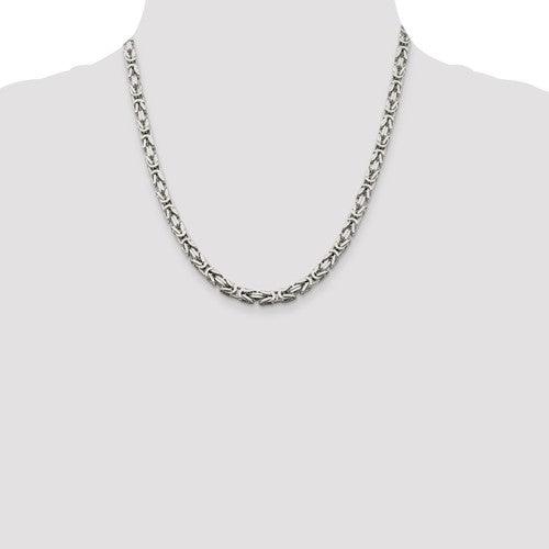 Sterling Silver 5mm Square Byzantine Chain - Seattle Gold Grillz