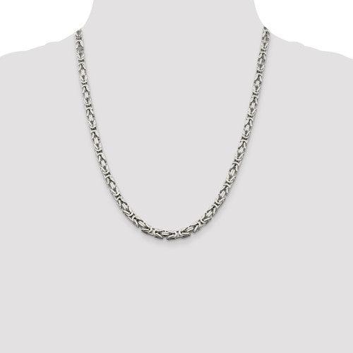 Sterling Silver 5mm Square Byzantine Chain - Seattle Gold Grillz