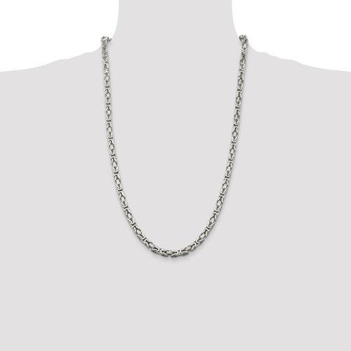Sterling Silver 5mm Square Byzantine Chain - Seattle Gold Grillz