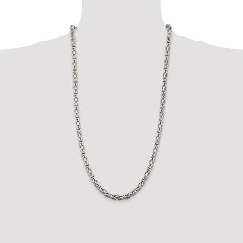 Sterling Silver 5mm Square Byzantine Chain - Seattle Gold Grillz