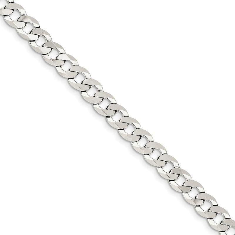 Sterling Silver 6.8mm Close Link Flat Curb Bracelet - Seattle Gold Grillz