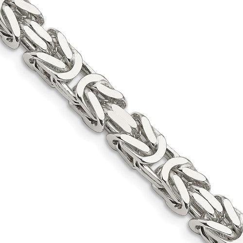 Sterling Silver 6.9mm Square Byzantine Bracelet - Seattle Gold Grillz