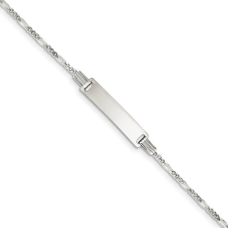 Sterling Silver 6inch Polished Engraveable Childrens ID Bracelet - Seattle Gold Grillz