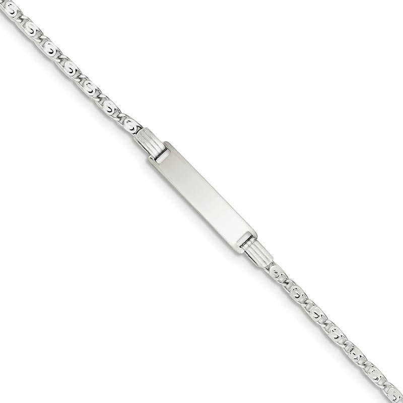 Sterling Silver 6inch Polished Engraveable Childrens ID Bracelet - Seattle Gold Grillz