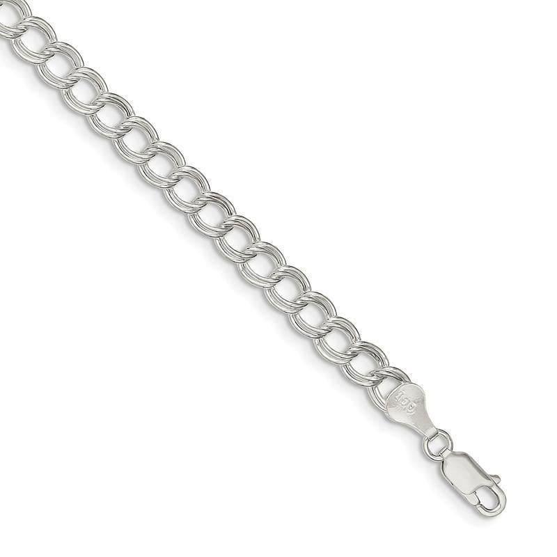 Sterling Silver 6mm Double Link Charm Bracelet - Seattle Gold Grillz