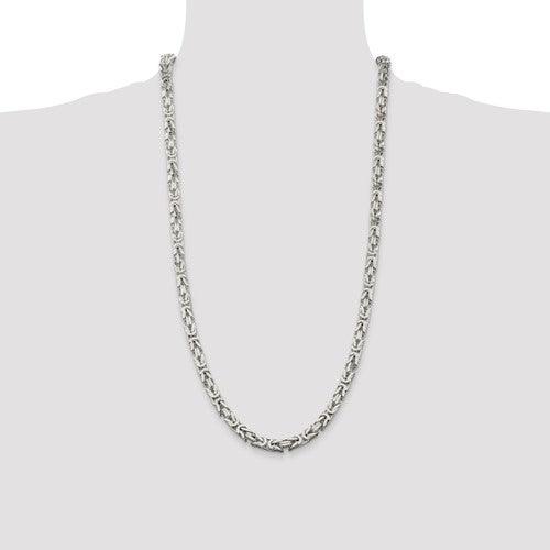 Sterling Silver 6mm Square Byzantine Chain - Seattle Gold Grillz