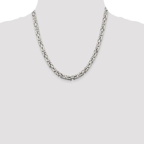 Sterling Silver 6mm Square Byzantine Chain - Seattle Gold Grillz