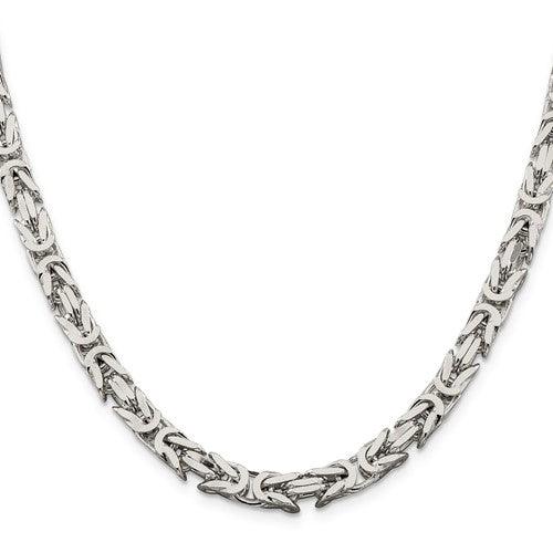 Sterling Silver 6mm Square Byzantine Chain - Seattle Gold Grillz