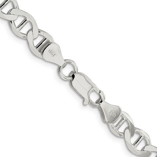 Sterling Silver 7.1mm Semi-Solid Flat Anchor Chain - Seattle Gold Grillz