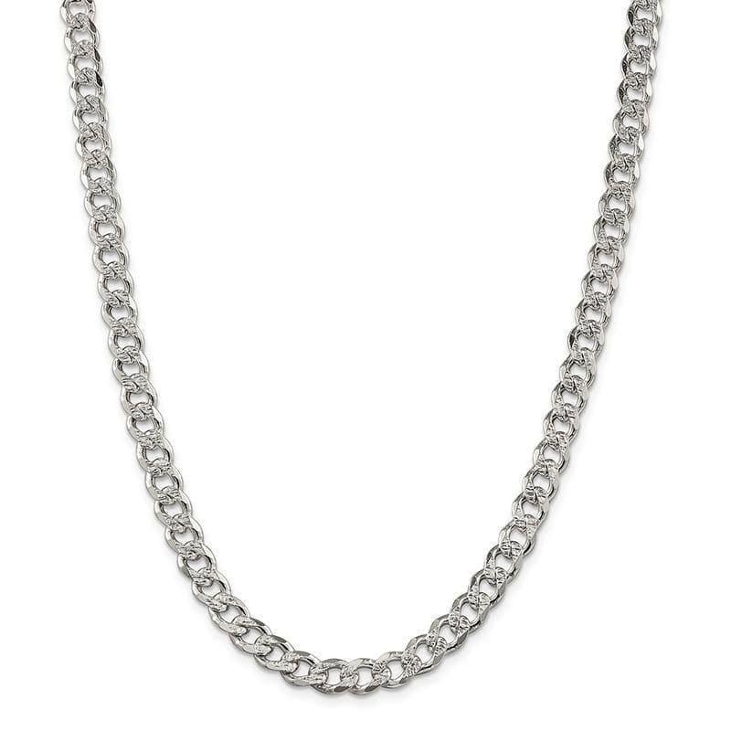 Sterling Silver 7.5mm Pavâ Curb Chain - Seattle Gold Grillz