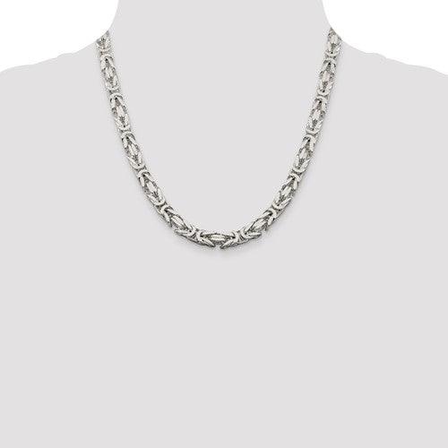Sterling Silver 7.5mm Square Byzantine Chain - Seattle Gold Grillz