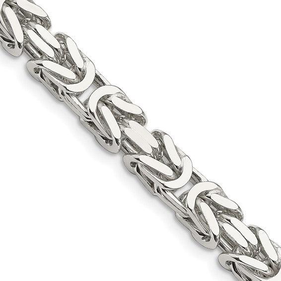 Sterling Silver 7.5mm Square Byzantine Chain - Seattle Gold Grillz