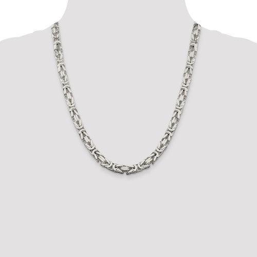 Sterling Silver 7.5mm Square Byzantine Chain - Seattle Gold Grillz