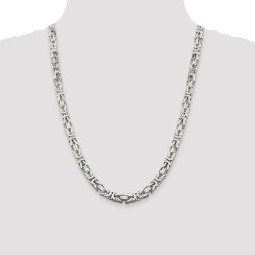 Sterling Silver 7.5mm Square Byzantine Chain - Seattle Gold Grillz