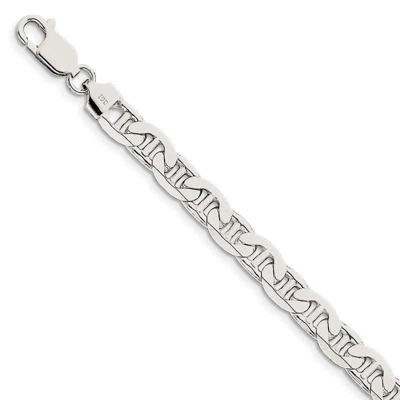 Sterling Silver 7mm Anchor Bracelet - Seattle Gold Grillz