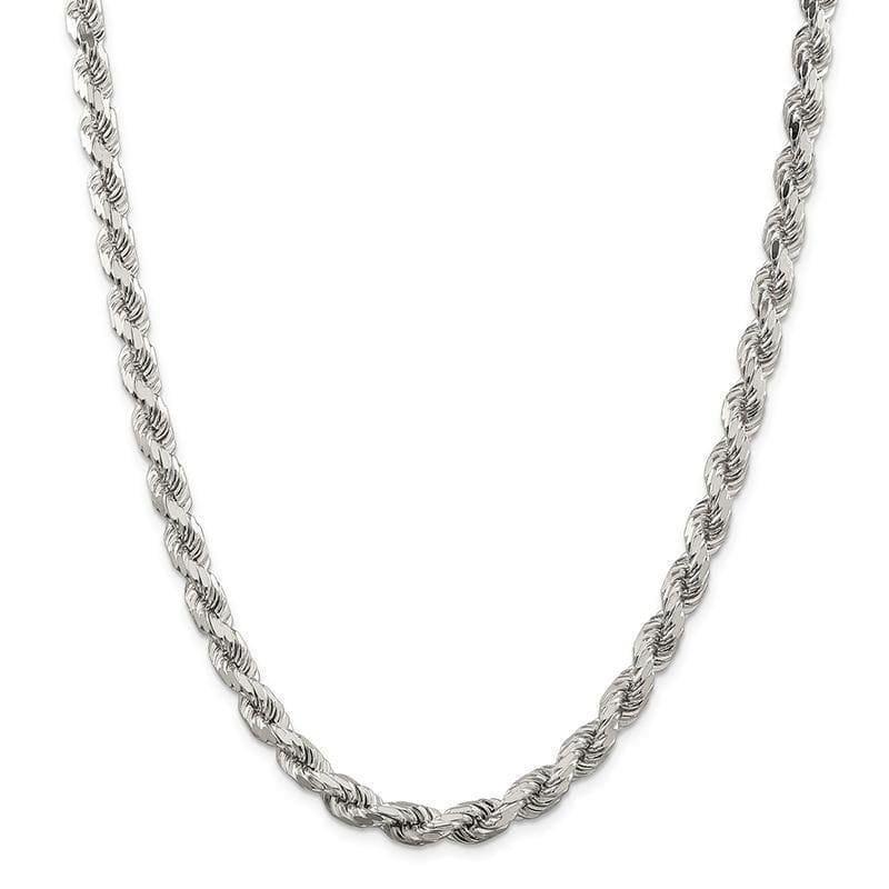 Sterling Silver 7mm Diamond-cut Polished 8 Sides Rope Chain - Seattle Gold Grillz
