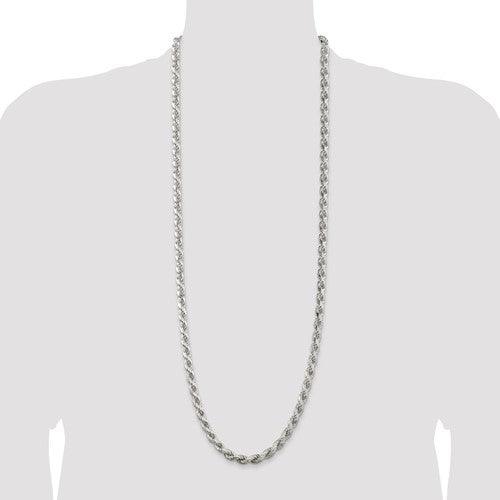Sterling Silver 7mm Diamond-cut Polished 8 Sides Rope Chain - Seattle Gold Grillz