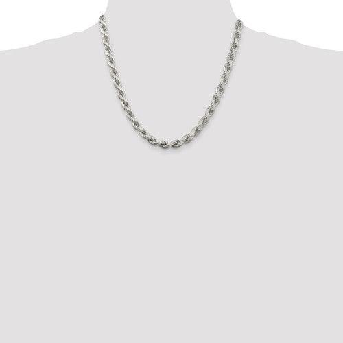 Sterling Silver 7mm Diamond-cut Polished 8 Sides Rope Chain - Seattle Gold Grillz